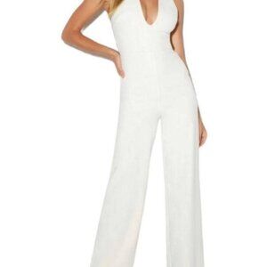 Crystal Sky White Criss Cross Halter Jumpsuit Size XS Boho